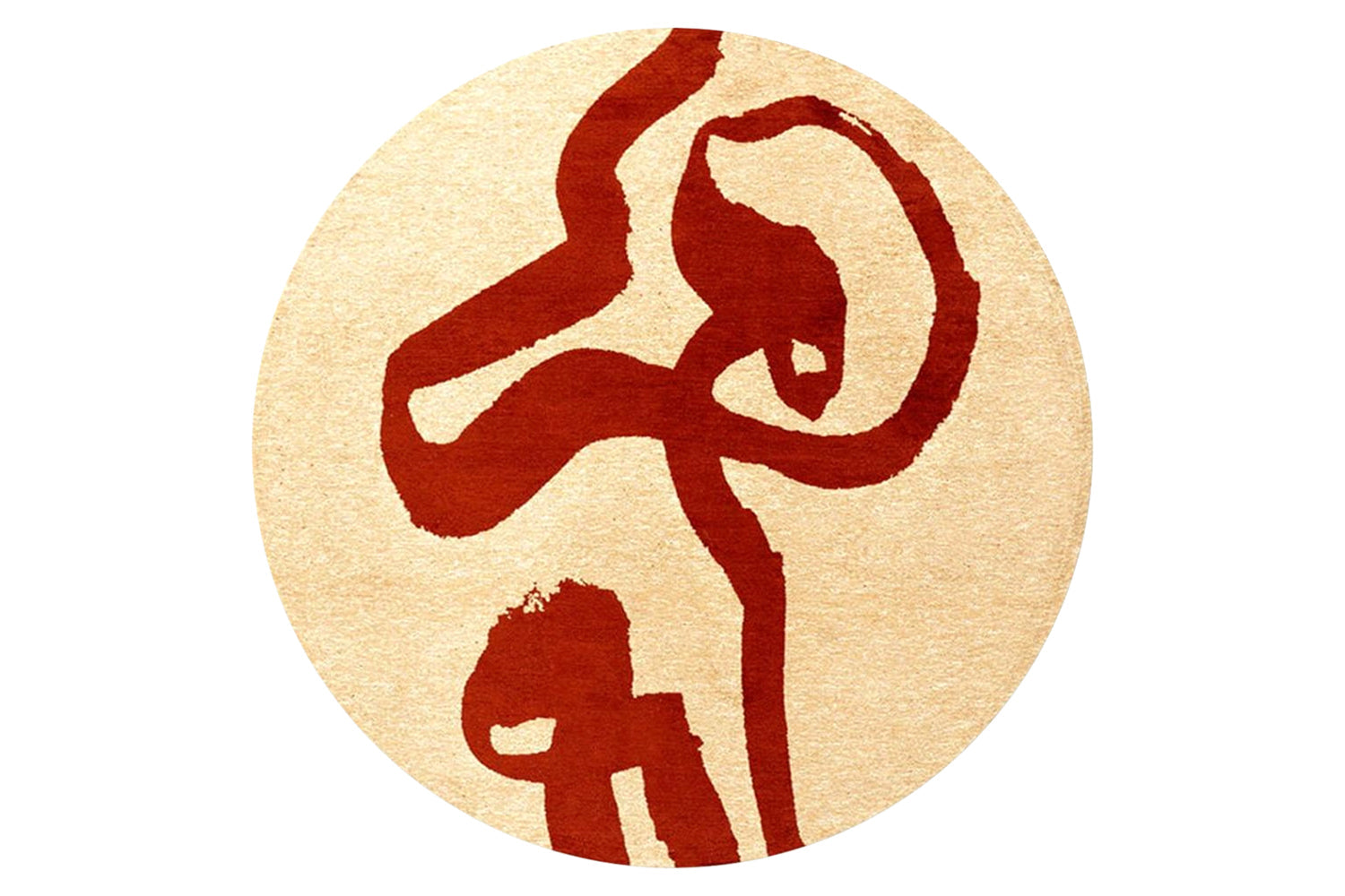 Louis De Poortere | Ribbon Imperial Eco Round Rug | Red/Beige | 140 x 140 cm