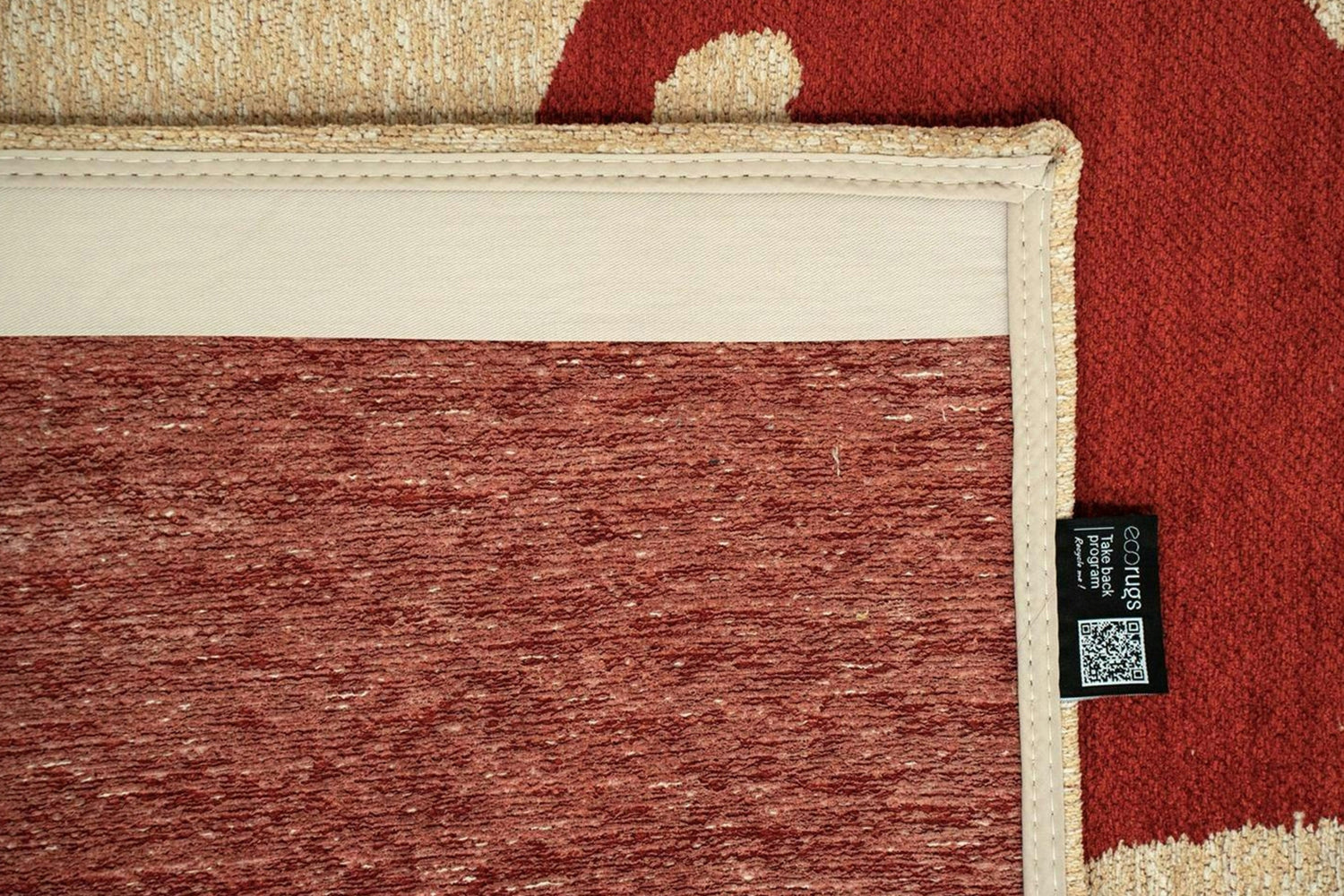 Louis De Poortere | Ribbon Imperial Eco Round Rug | Red/Beige | 140 x 140 cm-5