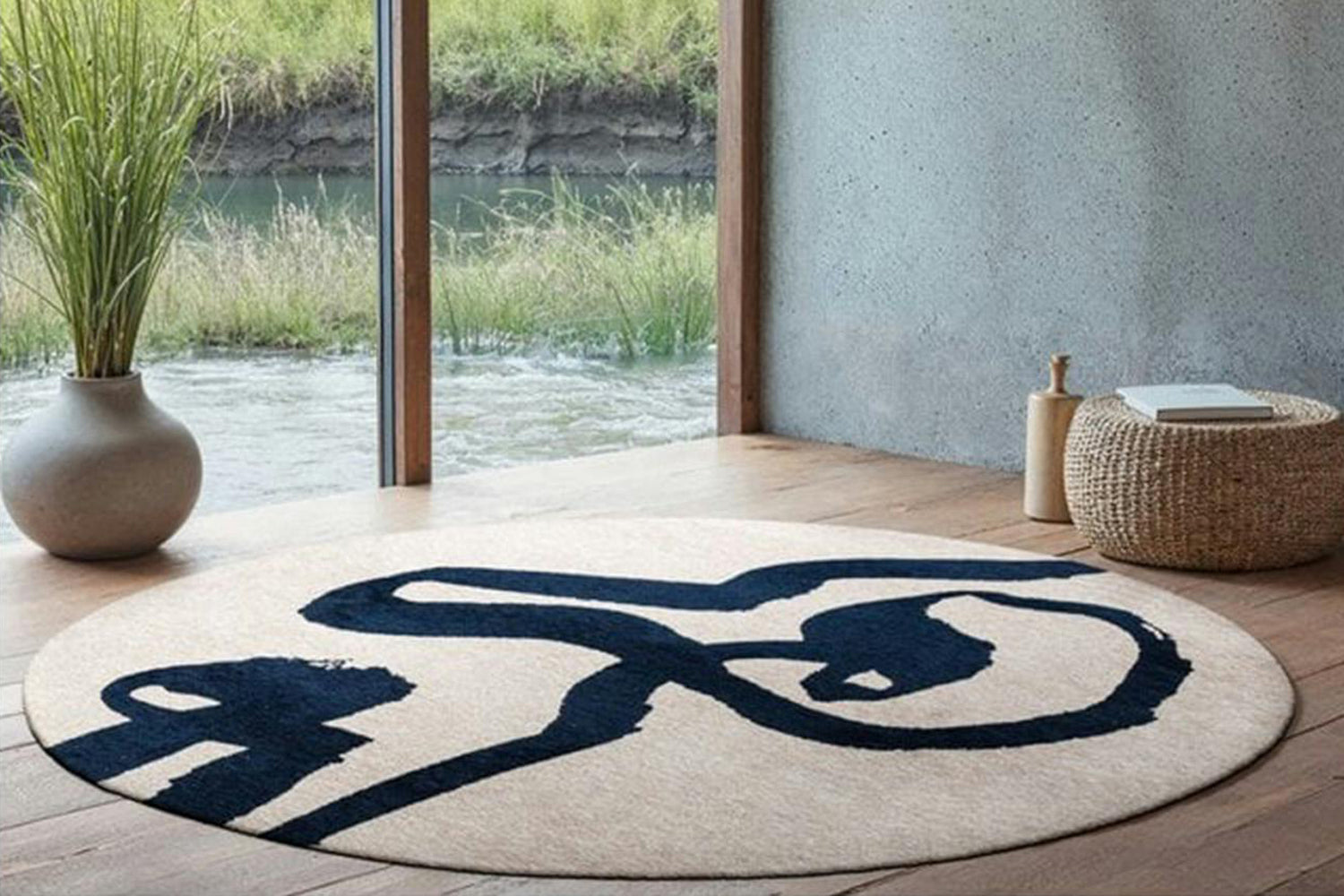 Louis De Poortere | Ribbon Sea Eco Round Rug | Beige/Blue | 240 x 240 cm-2