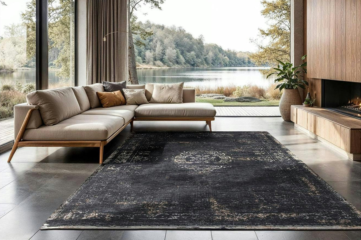 Louis De Poortere | Medallion Eco Rug | Mineral Black | 280 x 390 cm-2