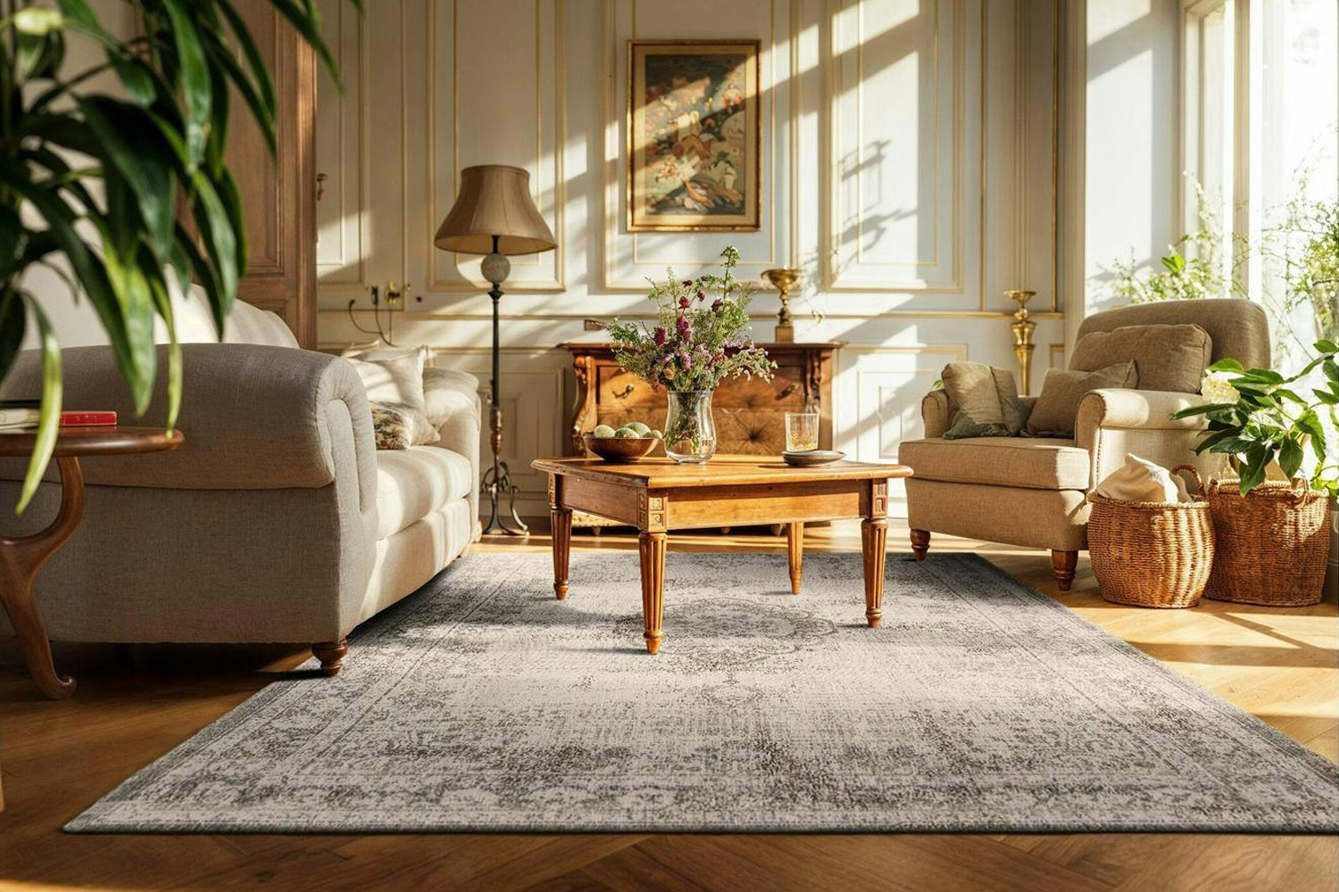 Louis De Poortere | Medallion Eco Rug | Salt & Pepper | 240 x 340 cm-2