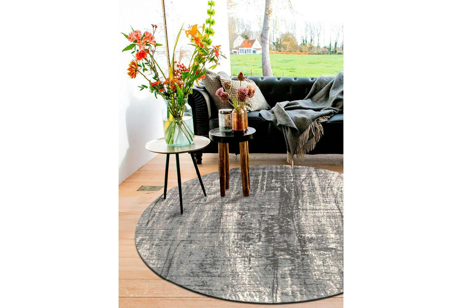 Louis De Poortere | Griff Eco Round Rug | Grey | 240 x 240 cm-2