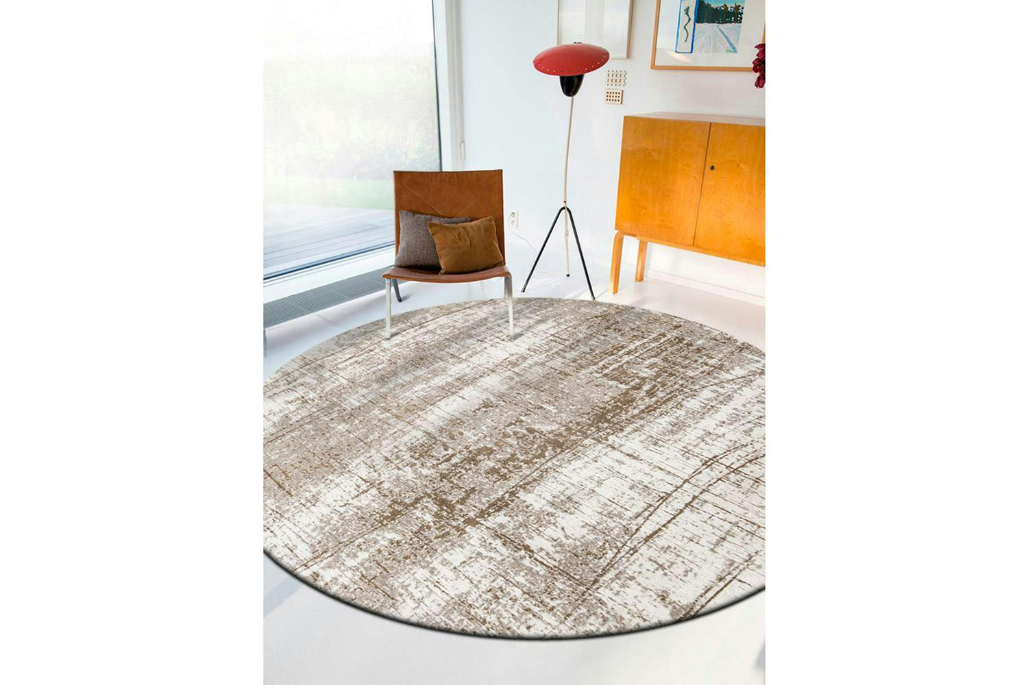 Louis De Poortere | Griff Eco Round Rug | Beige | 140 x 140 cm-2
