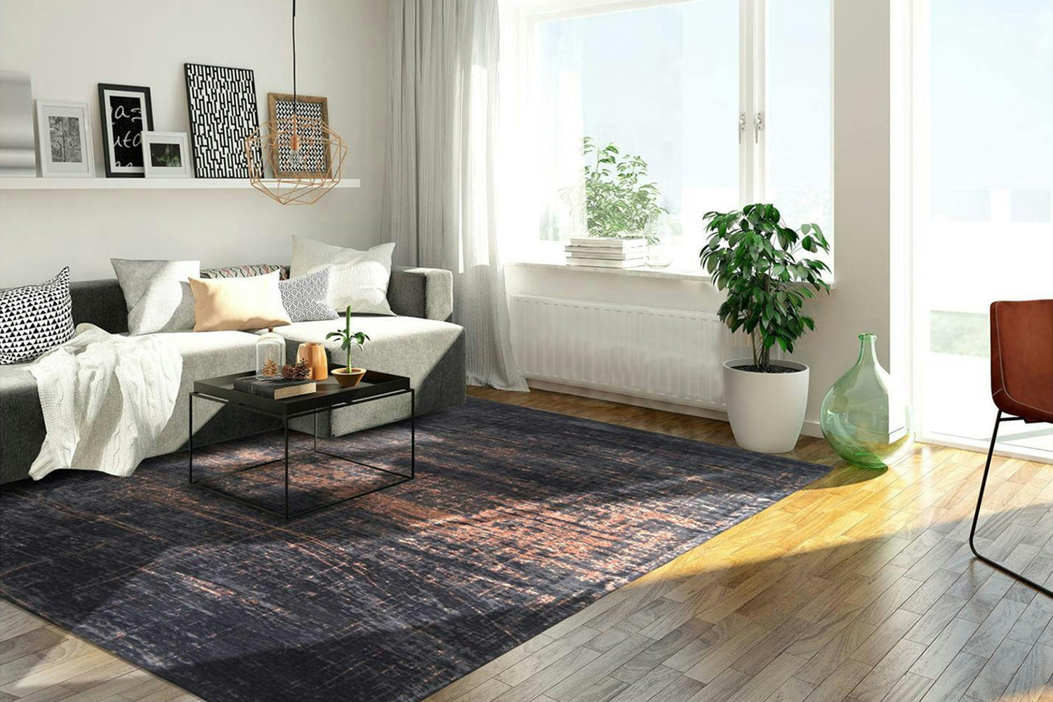 Louis De Poortere | Griff Eco Rug | Black/Brown | 80 x 150 cm-9
