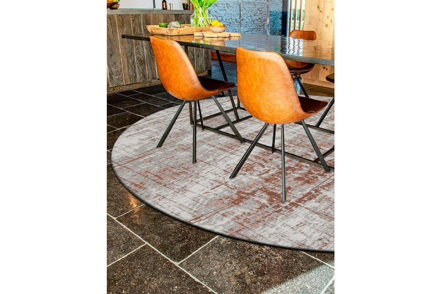 Louis De Poortere | Griff Eco Round Rug | Brown | 140 x 140 cm-2
