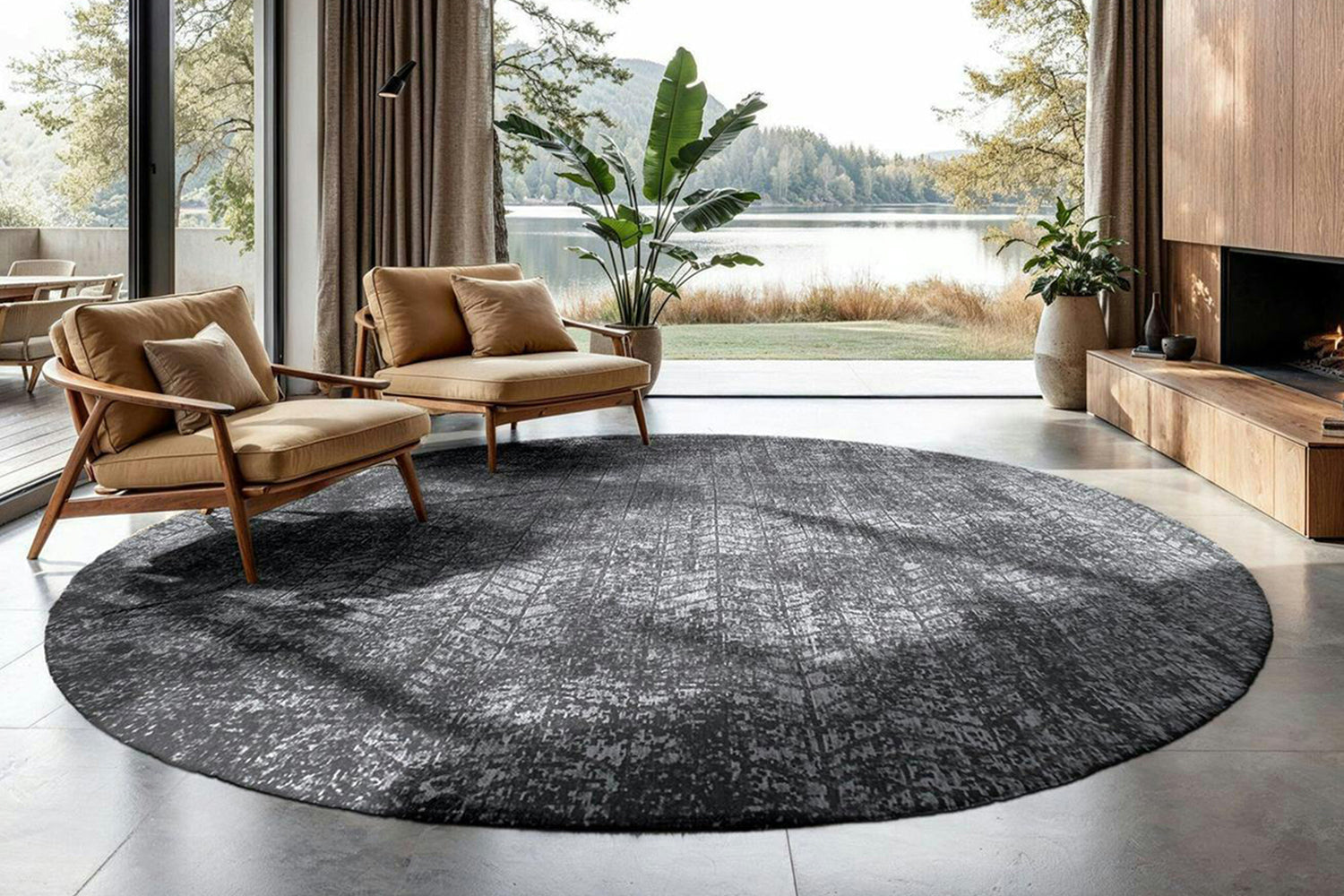 Louis De Poortere | Jacob's Ladder Eco Round Rug | Harlem Contrast | 140 x 140 cm-2