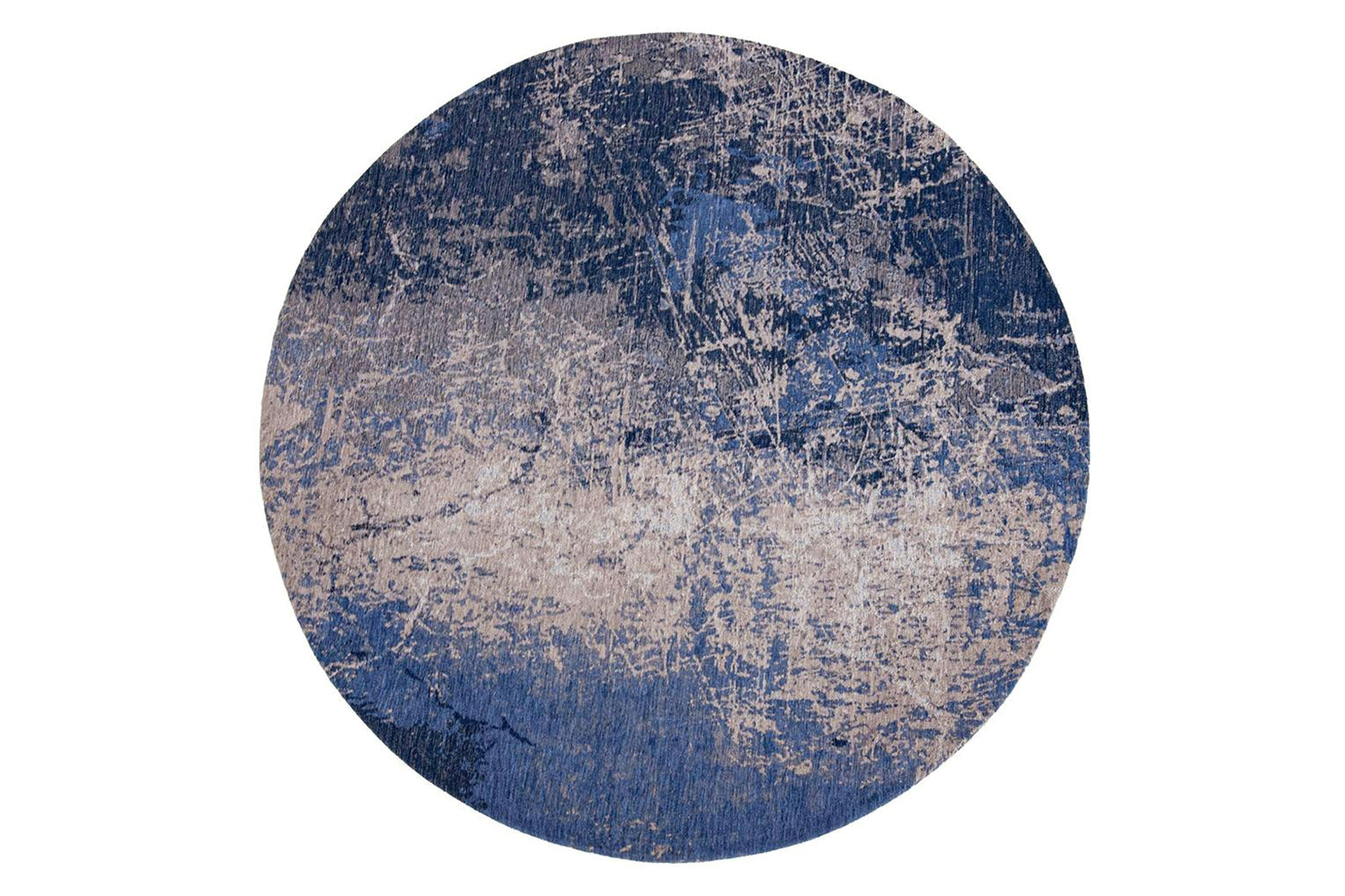 Louis De Poortere | Cracks Eco Round Rug | Blue | 240 x 240 cm