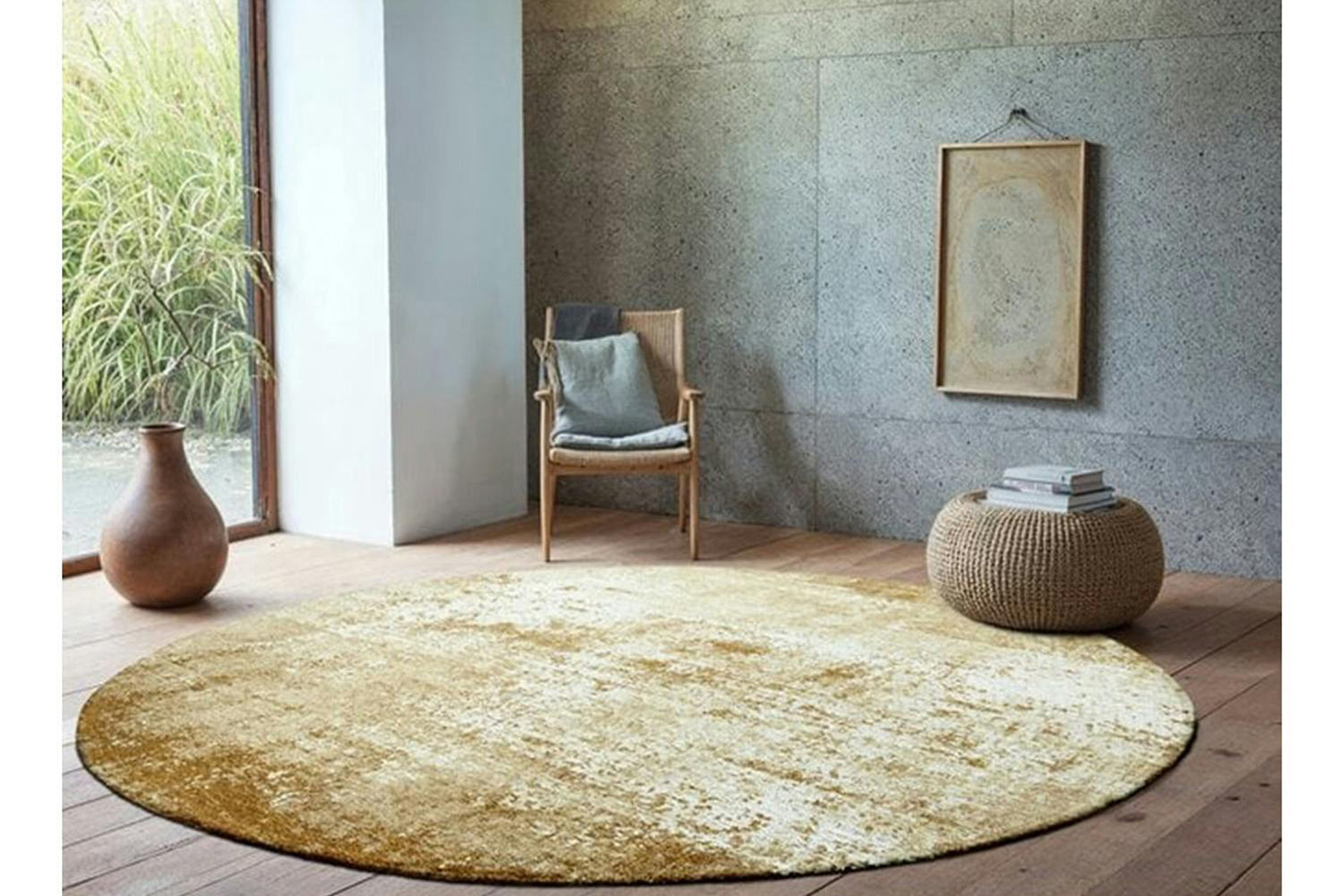 Louis De Poortere | Virgin Land Mercury Eco Round Rug | Yellow | 140 x 140 cm-2
