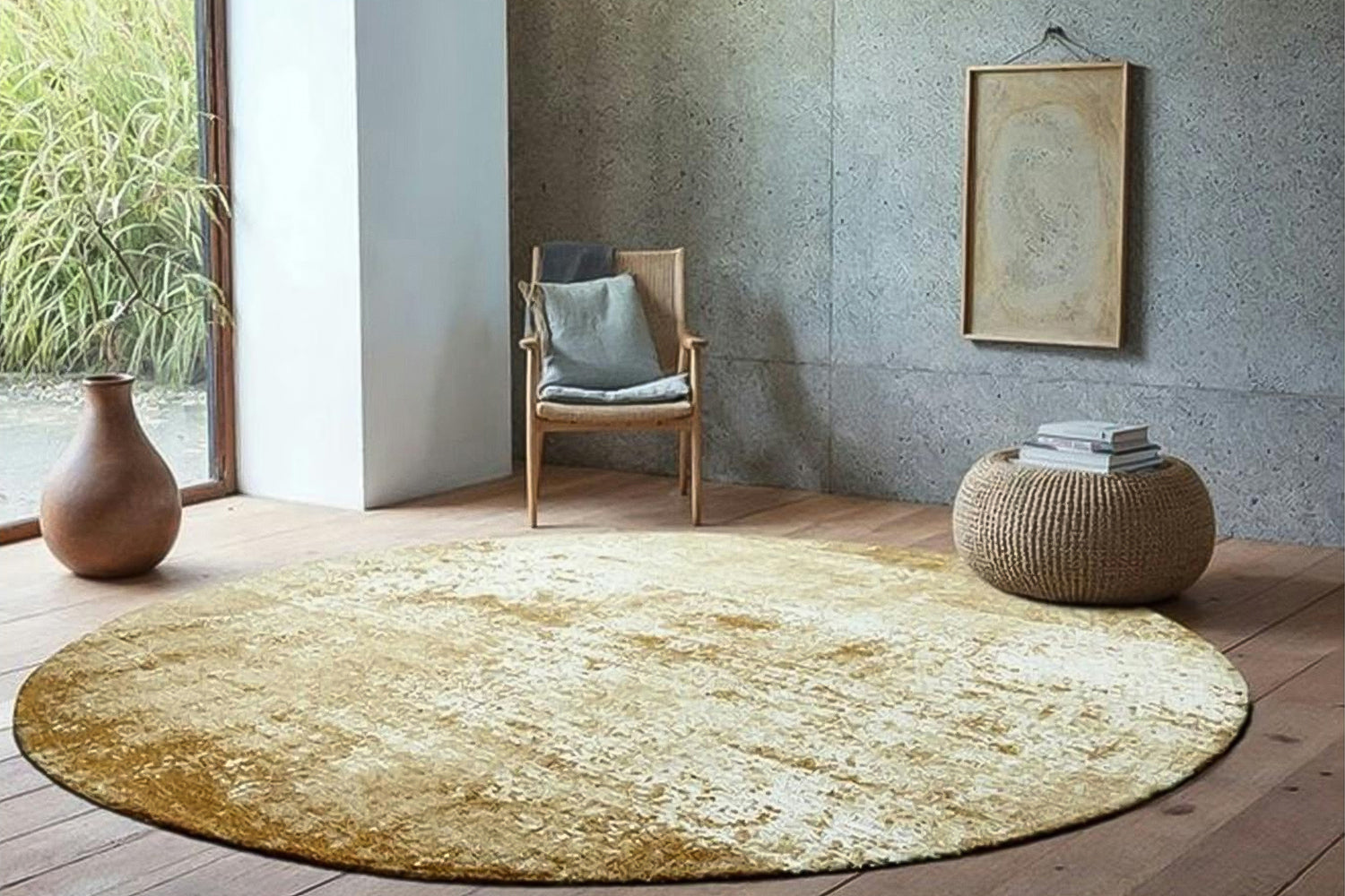 Louis De Poortere | Virgin Land Mercury Eco Round Rug | Yellow | 240 x 240 cm-2