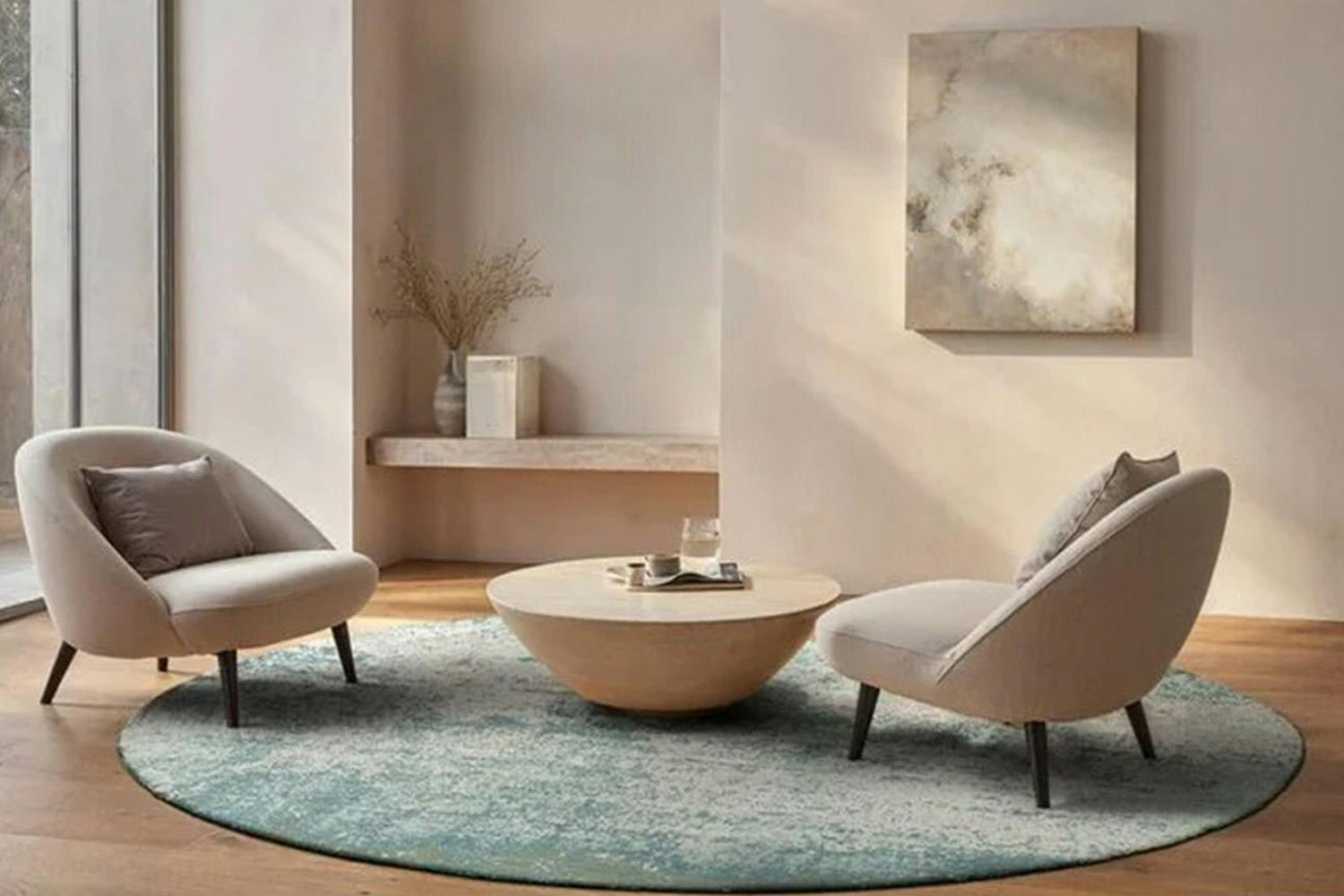 Louis De Poortere | Virgin Land Eco Round Rug | Blue | 140 x 140 cm-2