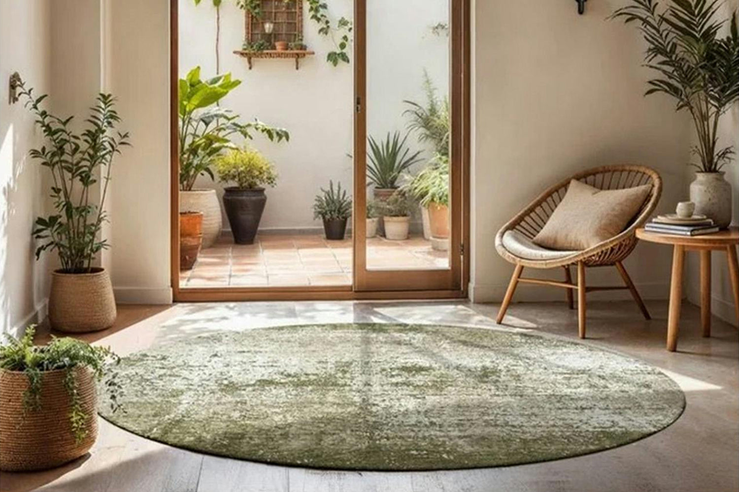 Louis De Poortere | Virgin Land Uranus Eco Round Rug | Green | 140 x 140 cm-2