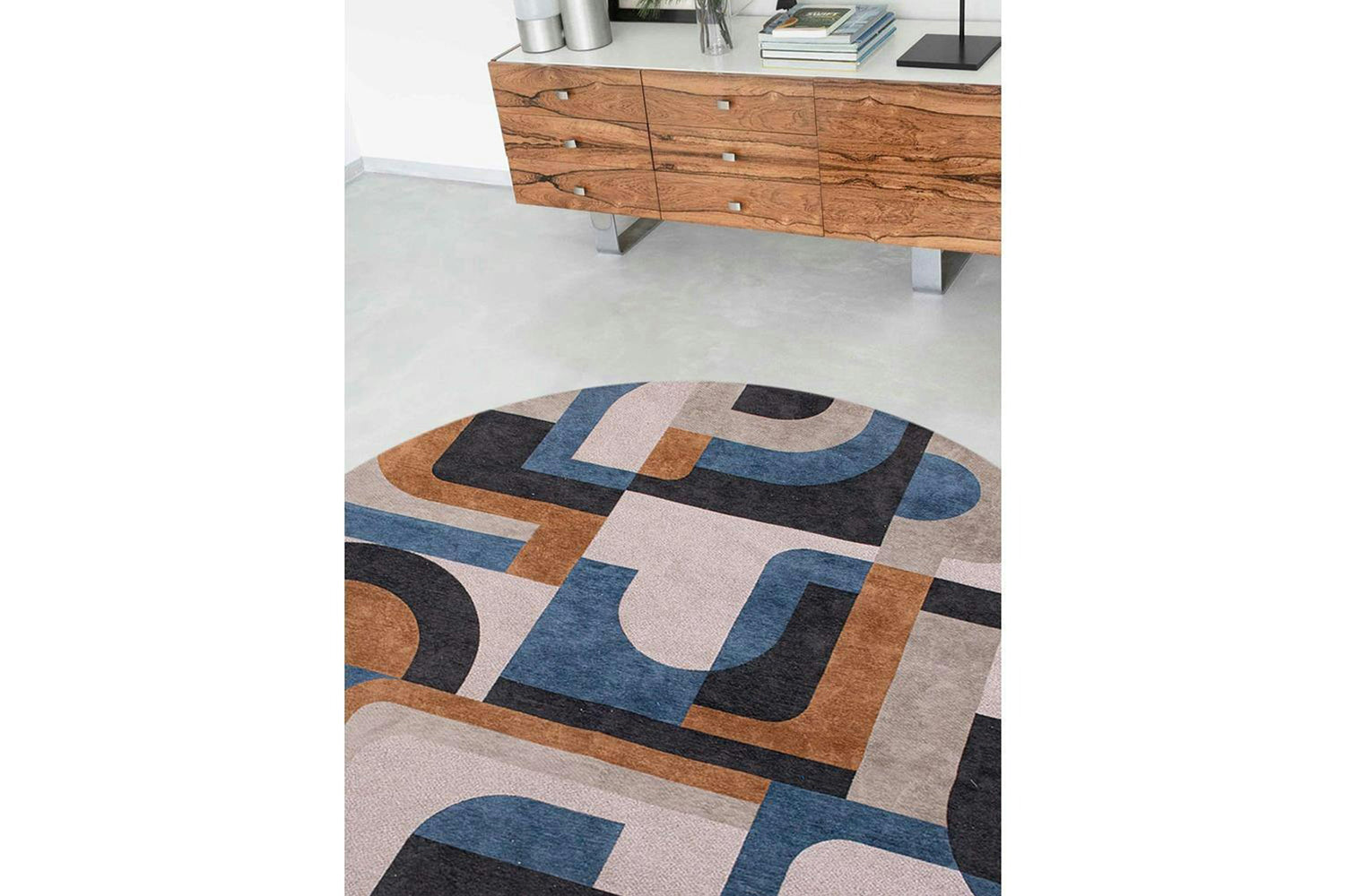 Louis De Poortere | Module Eco Round Rug | Camel Blue | 240 x 240 cm-2