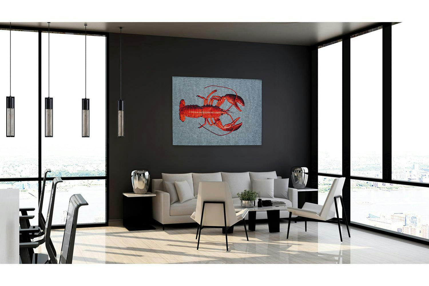 Louis De Poortere | Lobster Steam Indoor Eco Rug | Red/Grey | 100 x 140 cm-2