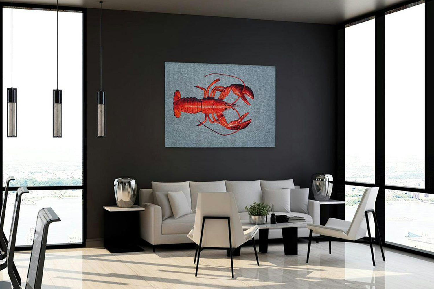 Louis De Poortere | Lobster Steam Indoor Eco Rug | Red/Grey |140 x 200 cm-3