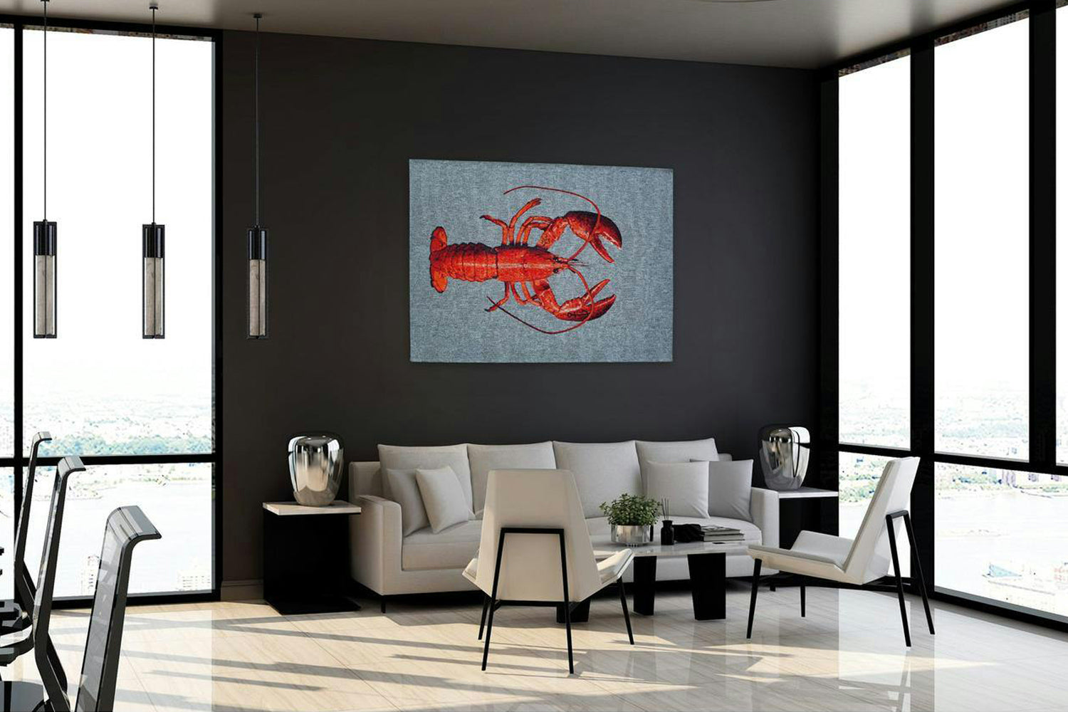 Louis De Poortere | Lobster Steam Indoor Eco Rug | Red/Grey | 170 x 240 cm-3