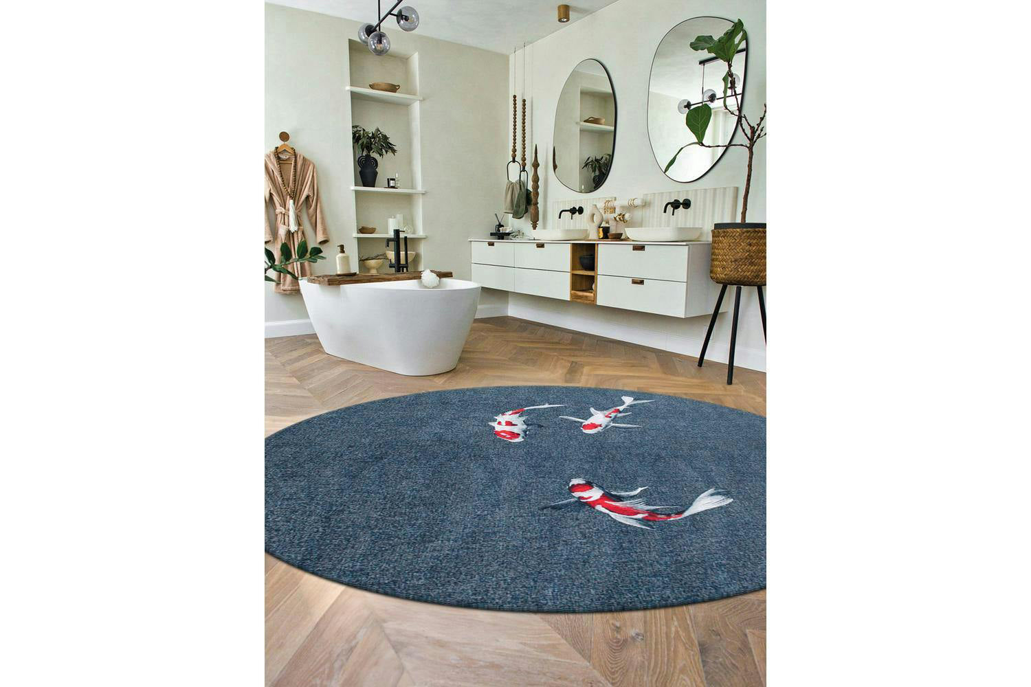 Louis De Poortere | Koi Indoor Eco Round Rug | Blue | 240 x 240 cm-2