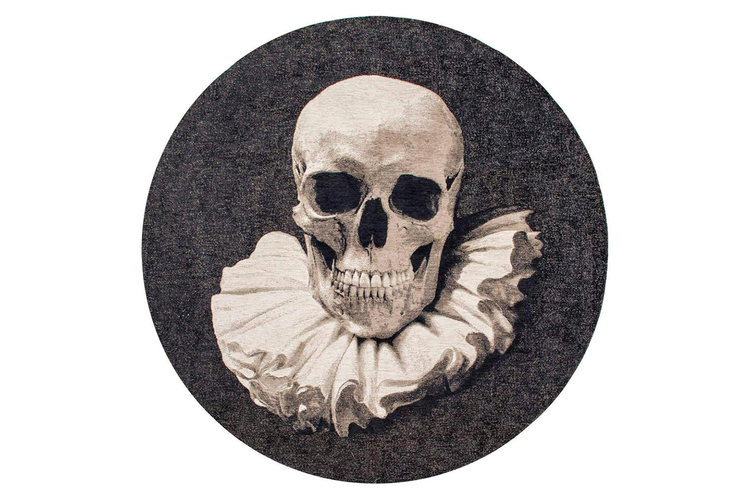 Louis De Poortere | Momento Mori Funny Bones Eco Round Rug | Black | 240 x 240 cm