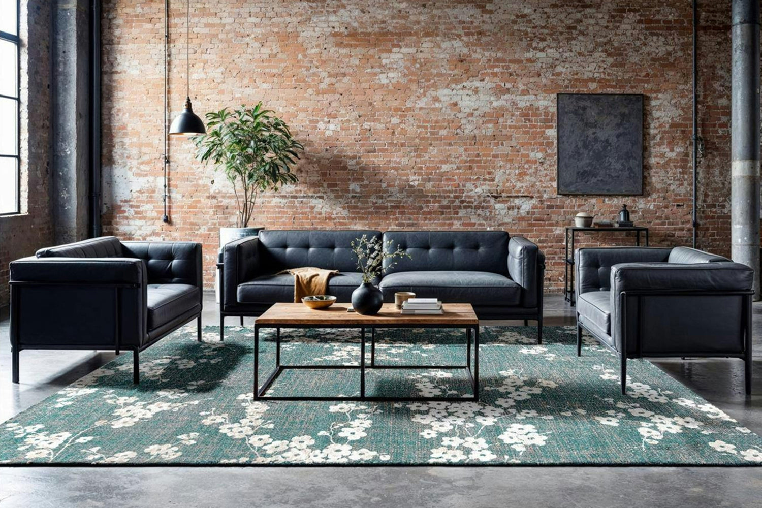 Louis De Poortere | Sakura Eco Rug | Blue/Beige | 140 x 200 cm-2