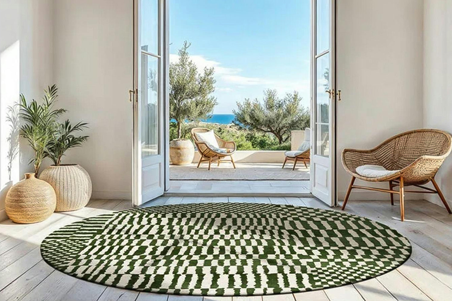 Louis De Poortere | Berber Indoor Eco Round Rug | Green | 140 x 140 cm-2