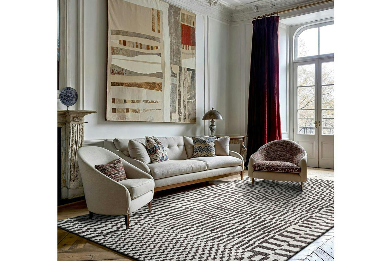 Louis De Poortere | Berber Caidal Indoor Eco Rug | Black/White | 80 x 150 cm-2