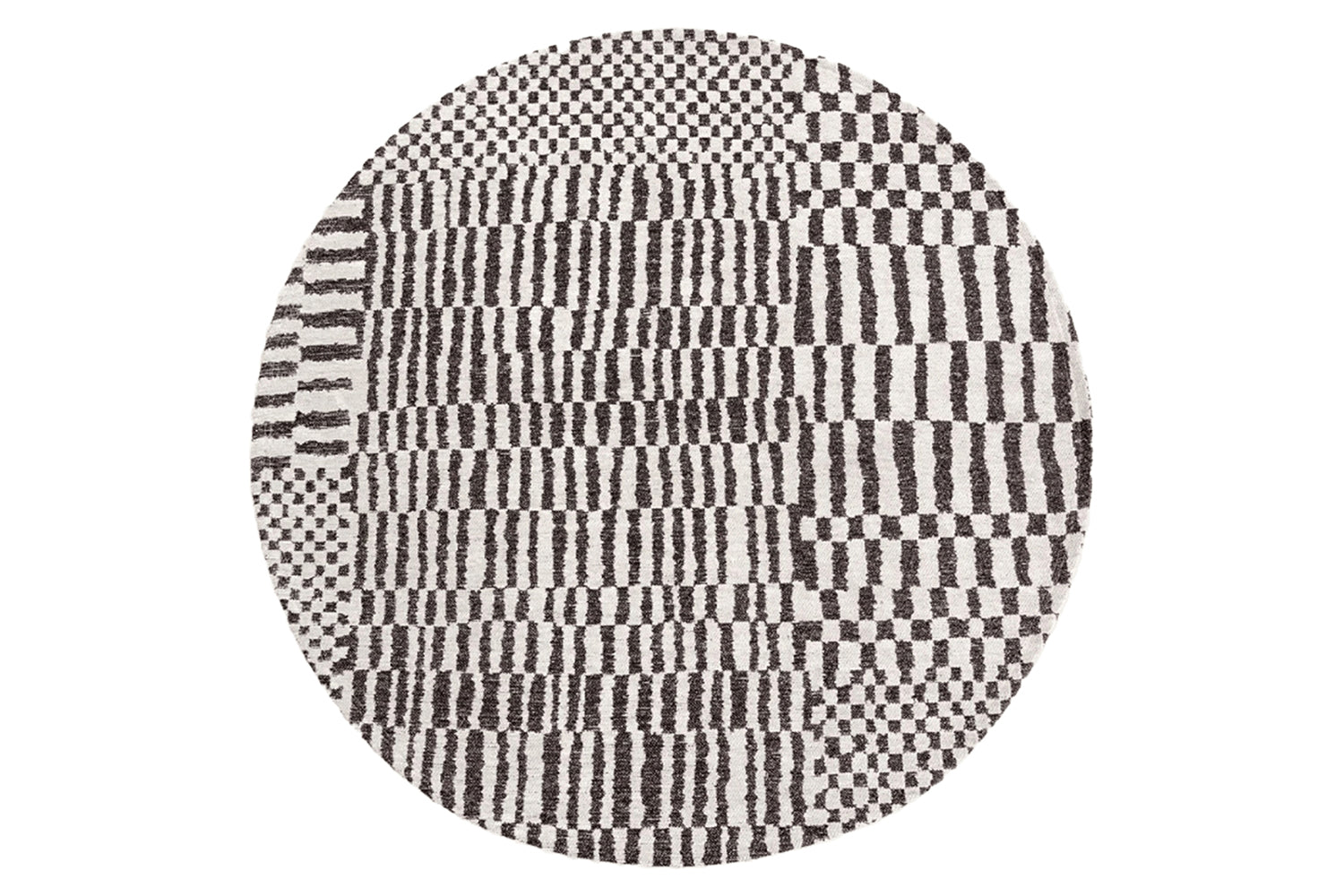 Louis De Poortere | Berber Caidal Indoor Eco Round Rug | Black/White | 140 x 140 cm