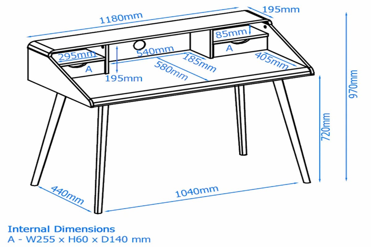 Dorel Yeovil Desk | Oak | White-2