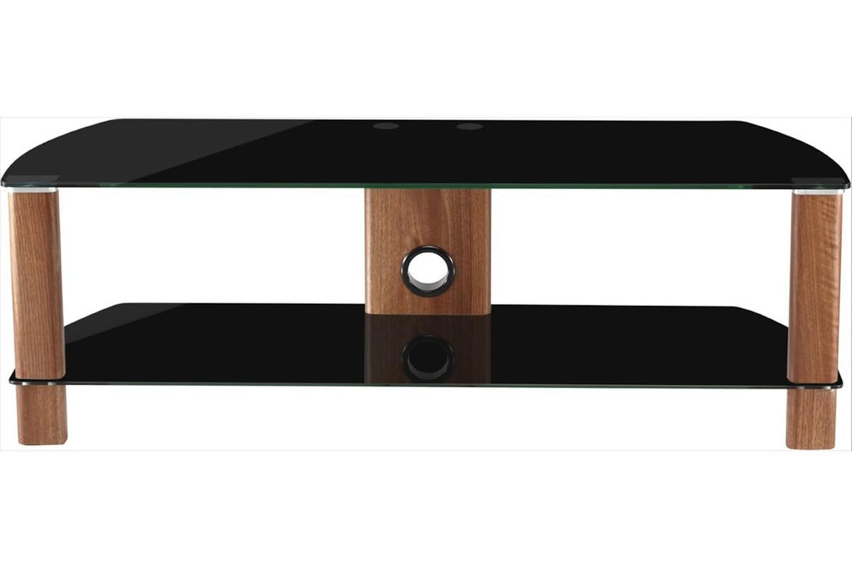 Alphason Century Stand 1200 With Walnut Legs And Black Glass, Suitable For Tvs Up To 55