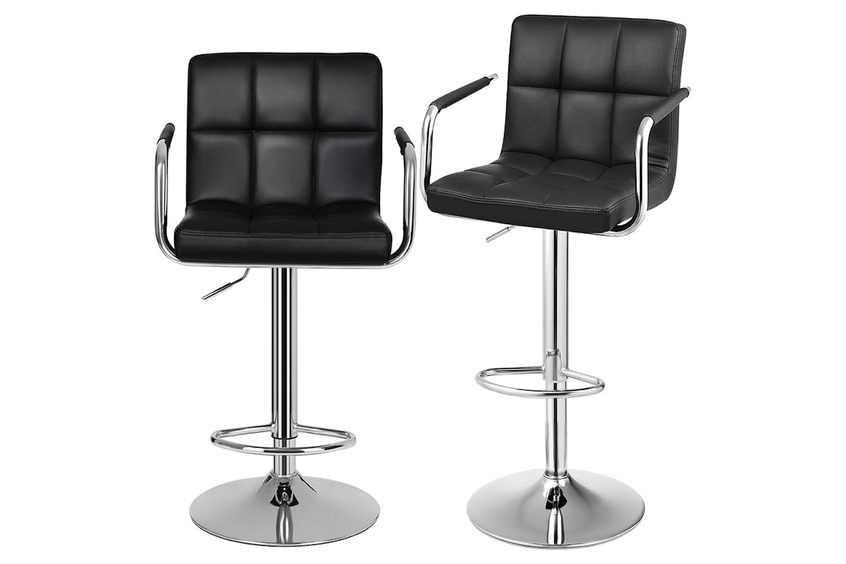 Songmics Adjustable Bar Stools with Backrest | Set of 2 | Black-3