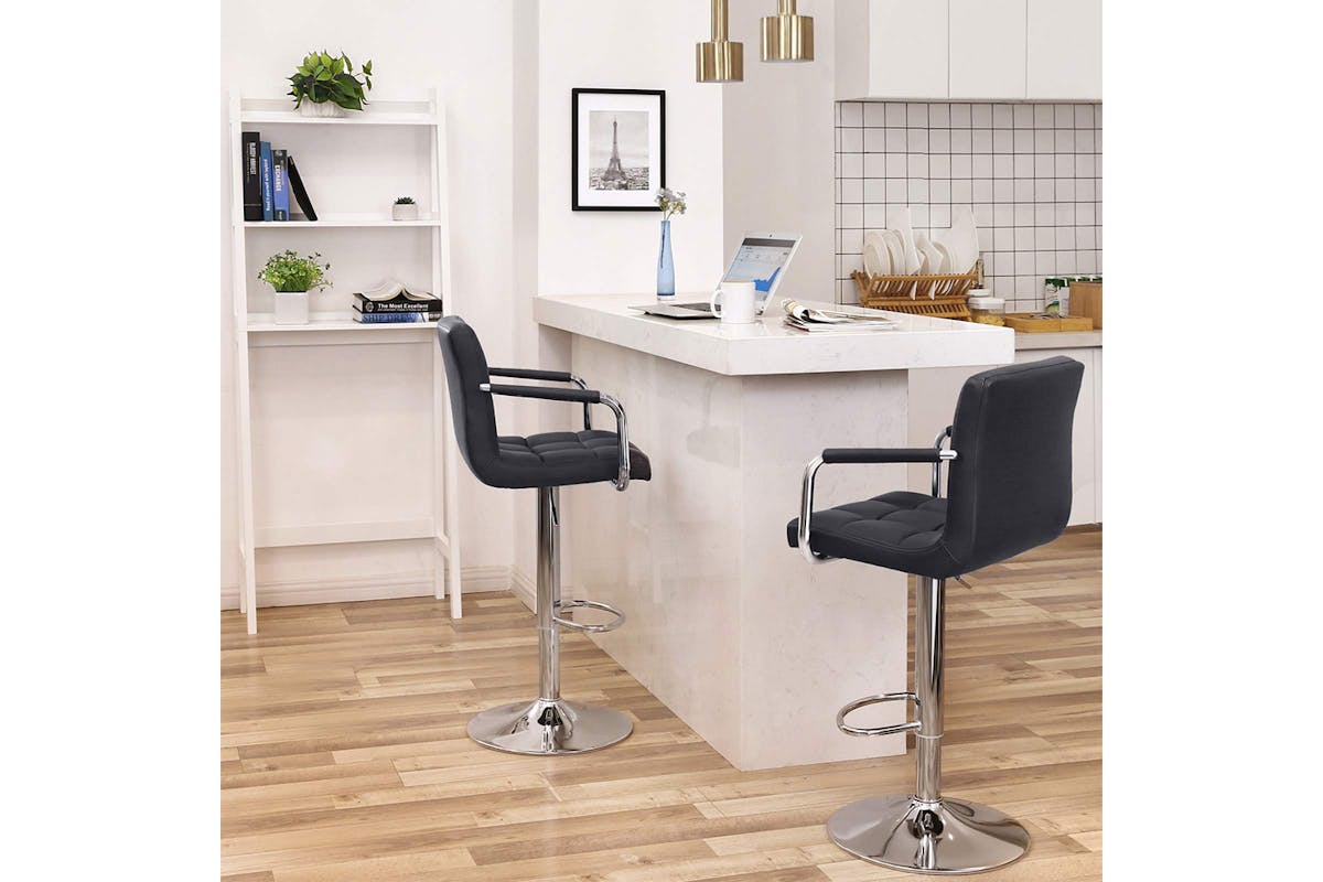 Songmics Adjustable Bar Stools with Backrest | Set of 2 | Black-2