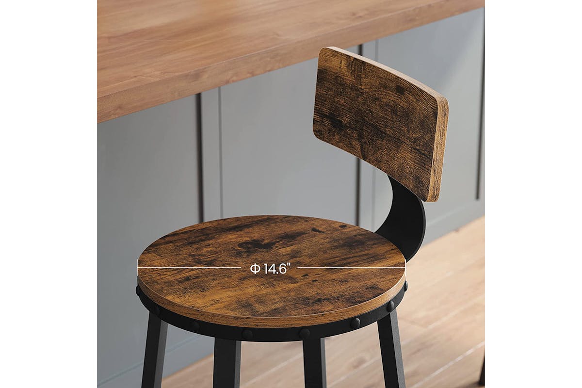 Vasagle Bar Stools | High Back | Rustic Brown/Black | Set of 2-5