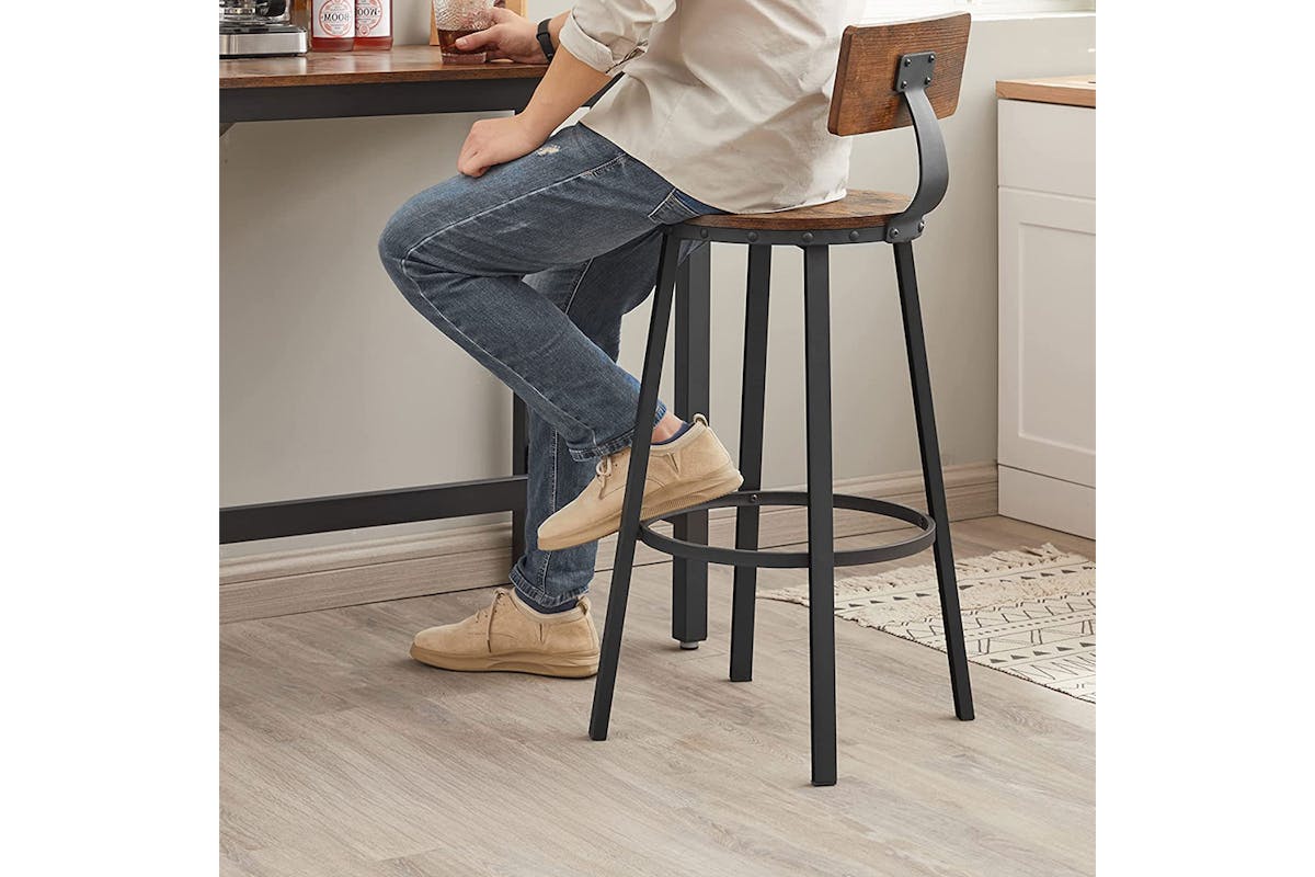 Vasagle Bar Stools | High Back | Rustic Brown/Black | Set of 2-6