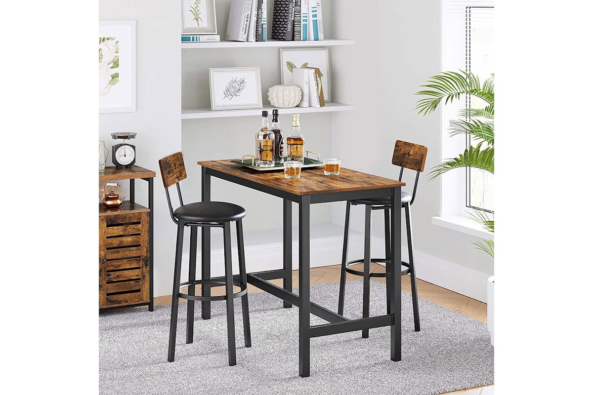 Vasagle Bar Stools | Set of 2 | Rustic Brown/Black-2