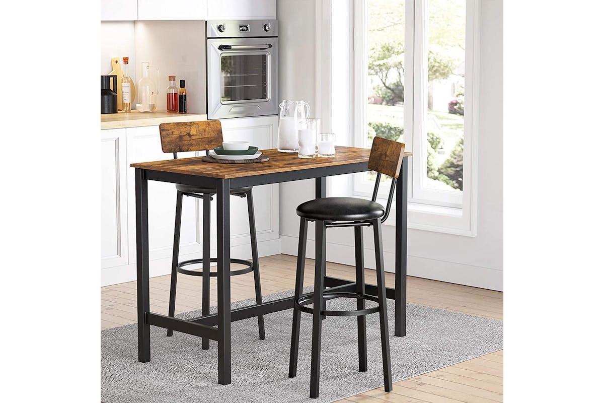 Vasagle Bar Stools | Set of 2 | Rustic Brown/Black-4