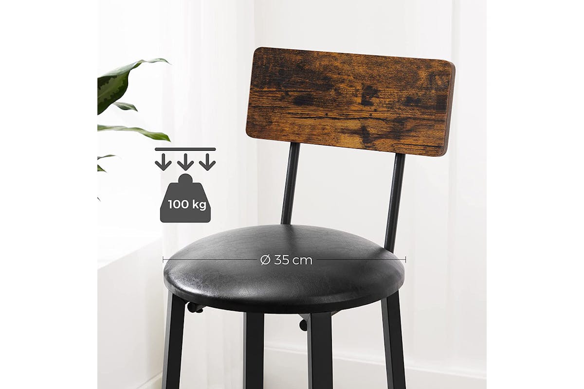 Vasagle Bar Stools | Set of 2 | Rustic Brown/Black-6