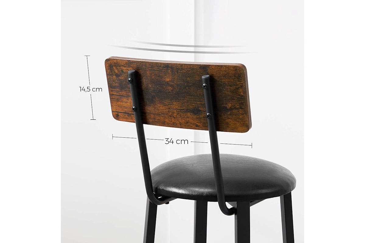 Vasagle Bar Stools | Set of 2 | Rustic Brown/Black-7
