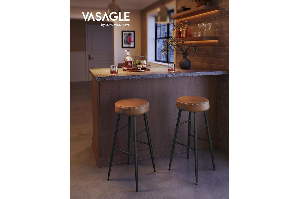 Vasagle Bar Stools | Echo Collection | High | Caramel Brown | Set of 2-5