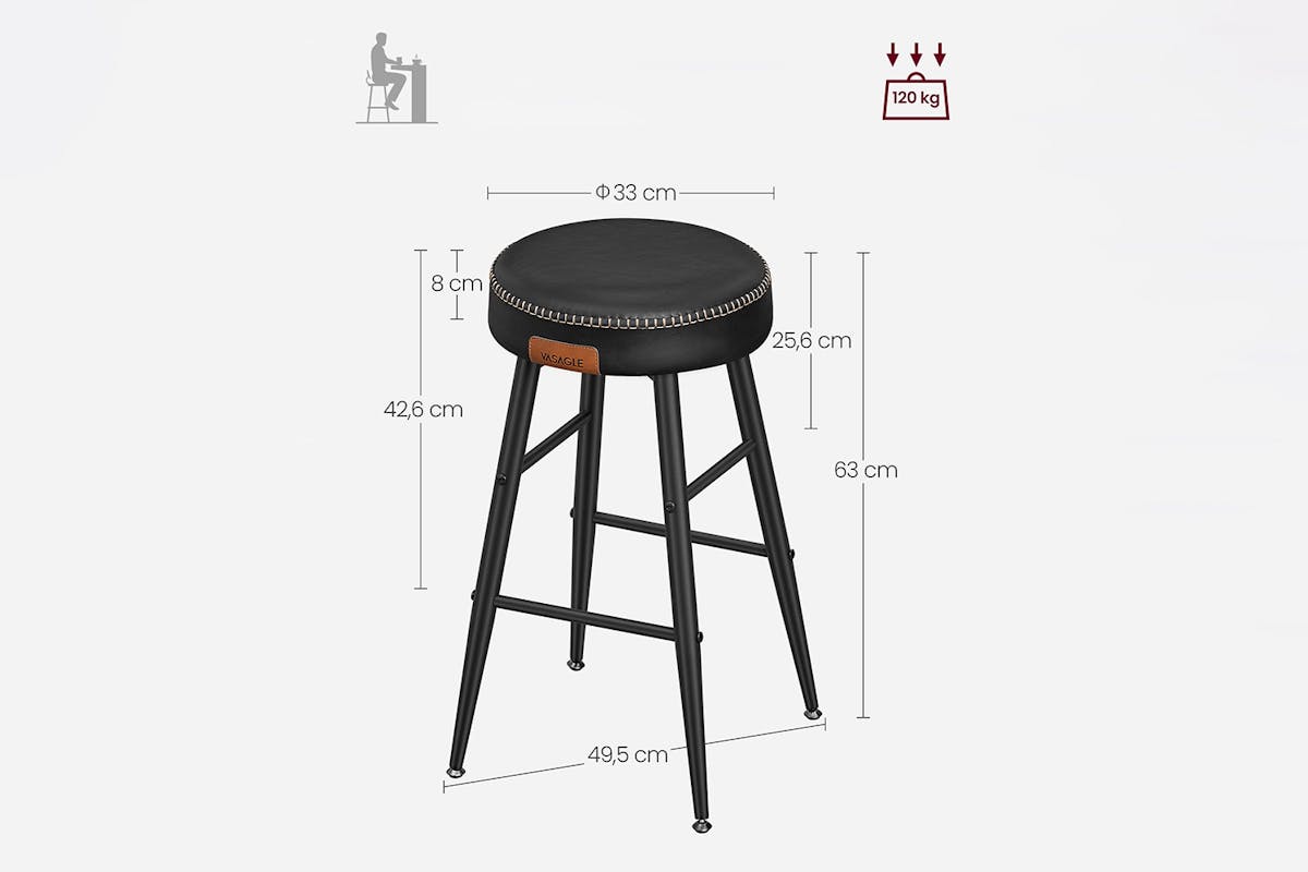 Vasagle Bar Stools | Echo Collection | Low | Black | Set of 2-3