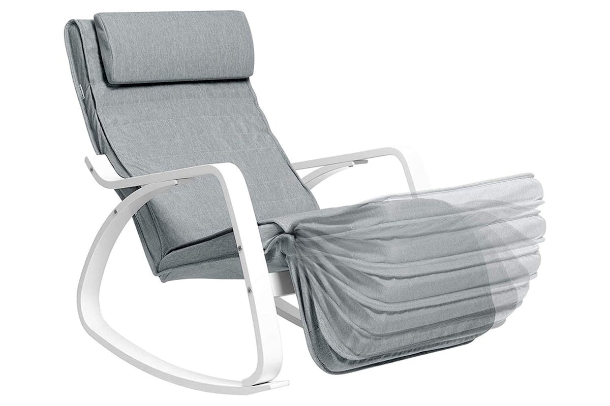 Songmics Birch Wood Rocking Chair | Light Grey-7
