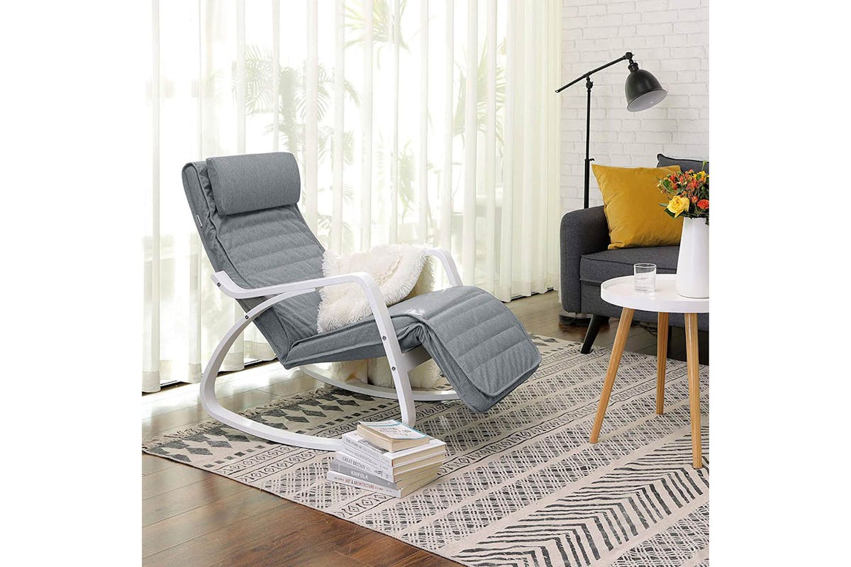 Songmics Birch Wood Rocking Chair | Light Grey-2