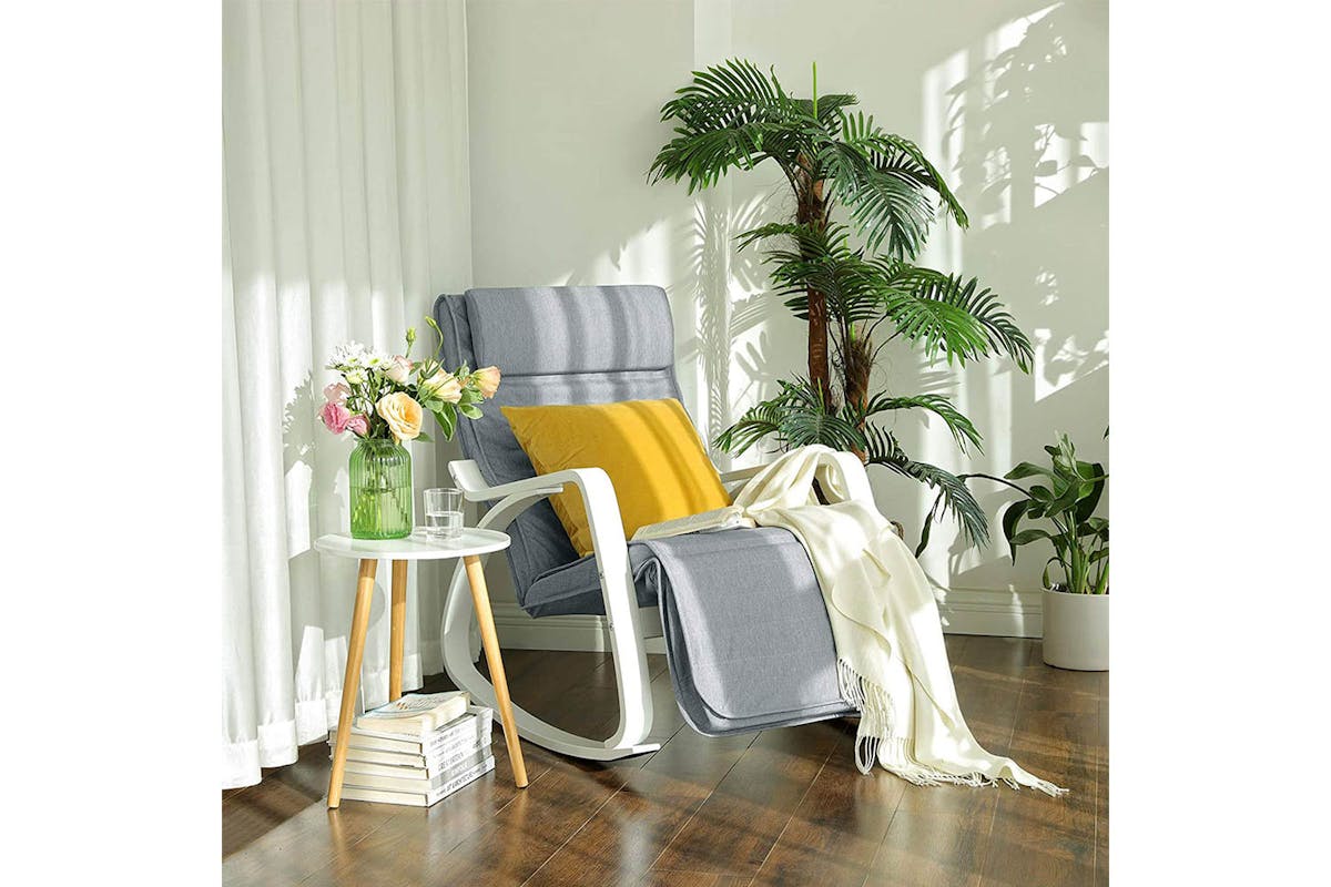 Songmics Birch Wood Rocking Chair | Light Grey-4