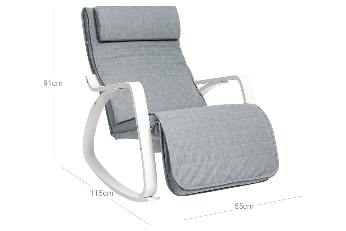 Songmics Birch Wood Rocking Chair | Light Grey-9