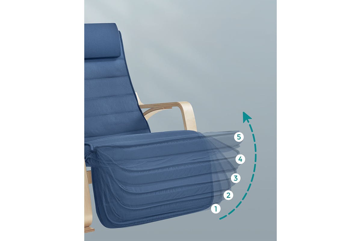 Songmics Birch Wood Armrests Rocking Chair | Midnight Blue/Natural-6