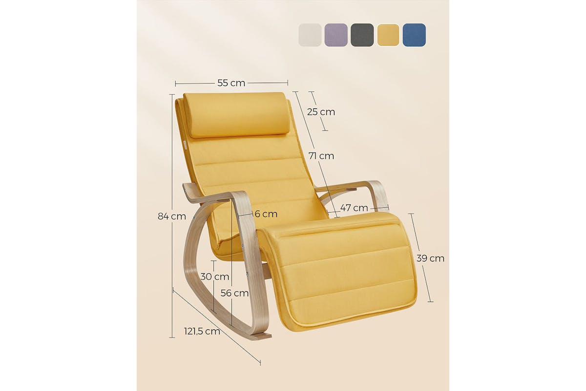 Songmics Armrests Birch Wood Rocking Chair | Pastel Yellow/Natural-7