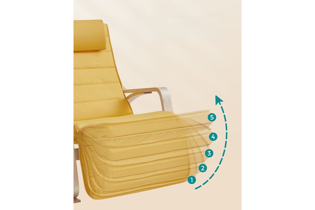 Songmics Armrests Birch Wood Rocking Chair | Pastel Yellow/Natural-5
