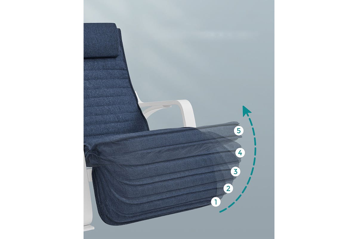 Songmics Wooden Armrests Rocking Chair | Midnight Blue/White-6