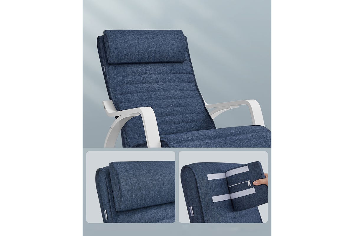 Songmics Wooden Armrests Rocking Chair | Midnight Blue/White-7