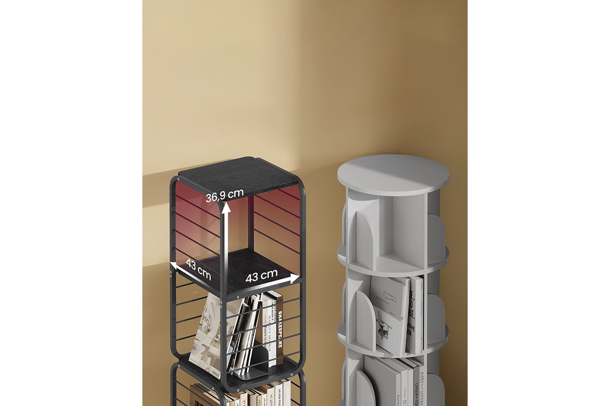 Vasagle 4 Tier Bookshelf with Bookends | Ebony Black/Ink Black-4