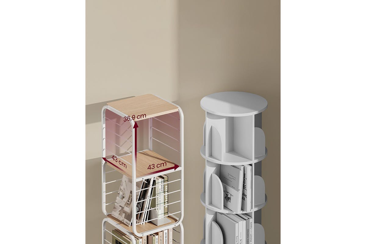 Vasagle Bookshelf with Bookends | 4 Shelves | Natural Beige/Cloud White-4