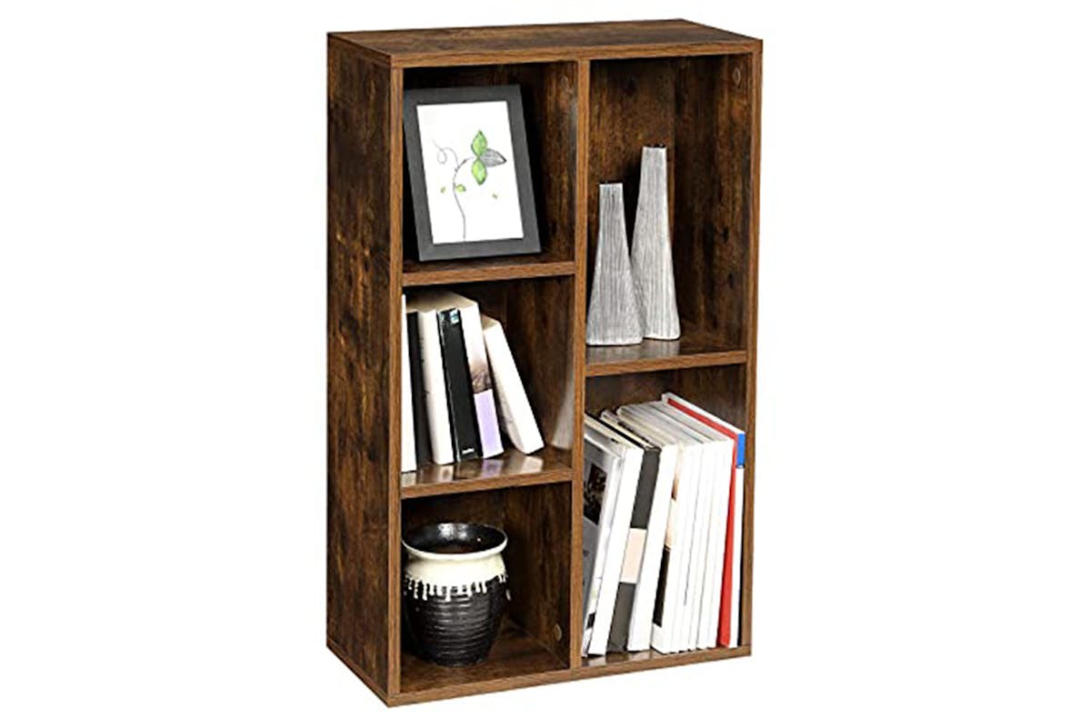 Vasagle Wooden Bookcase | 5 Compartments | Rustic Brown-5