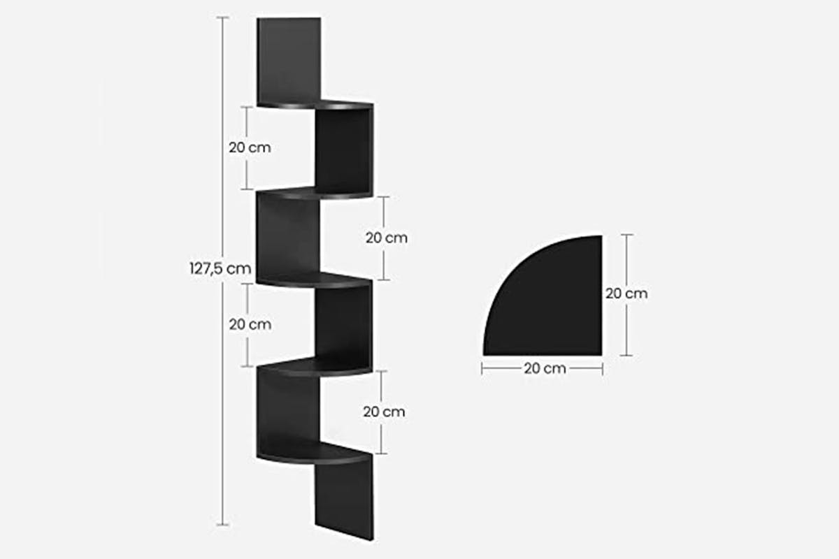 Vasagle Corner Bookcase Shelf | 5 Shelves | Black-7